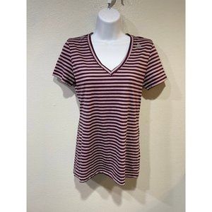 Reebok V Neck Striped Tee Shirt Women’s XS